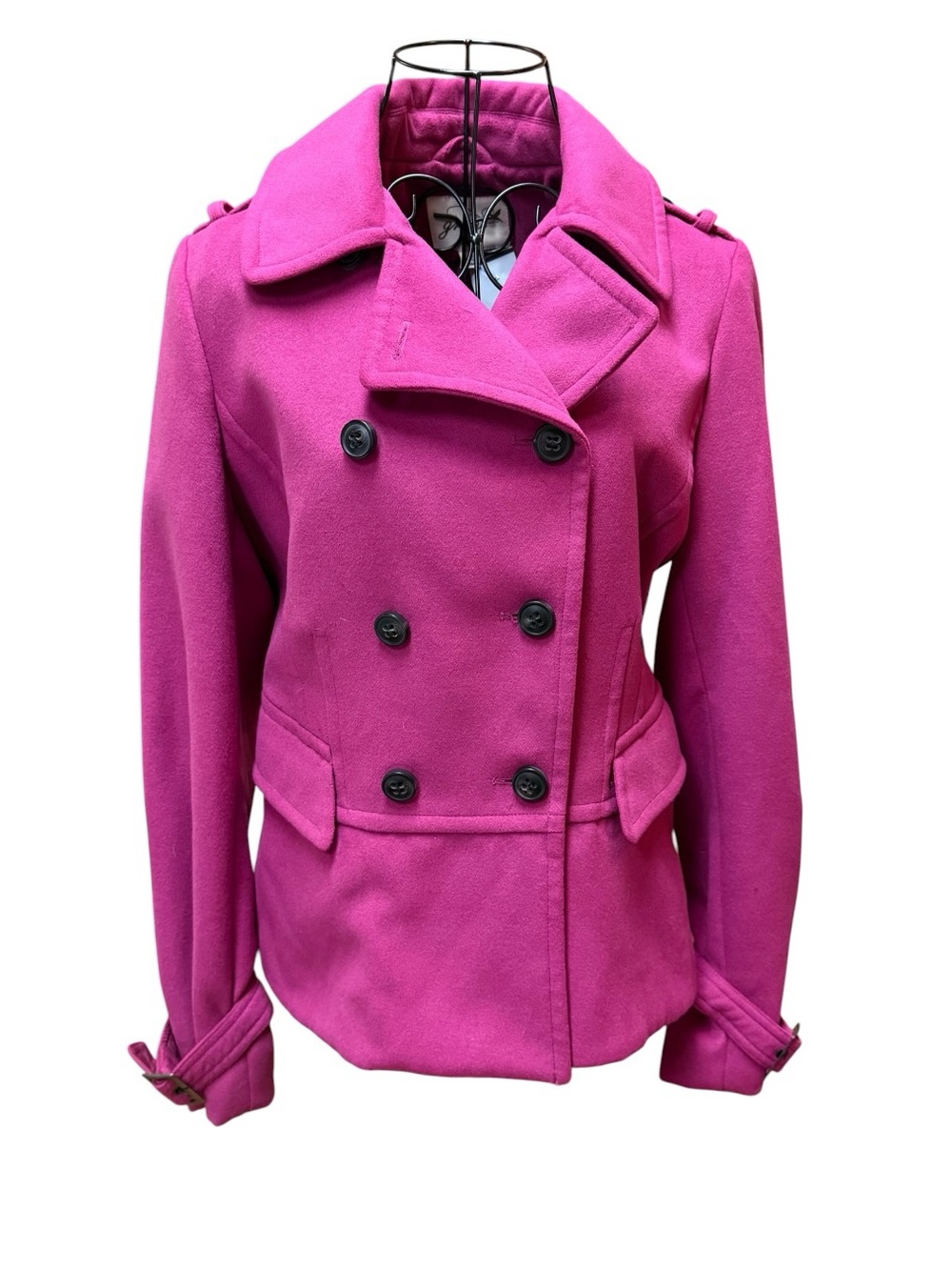 Grane Deep Fuchsia Double-Breasted Pea Coat